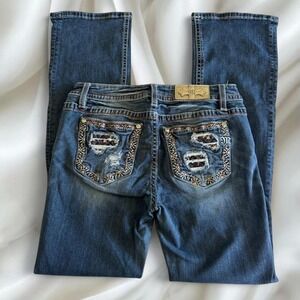 Y2K vintage Miss Me rhinestone low rise denim bootcut jeans country grunge